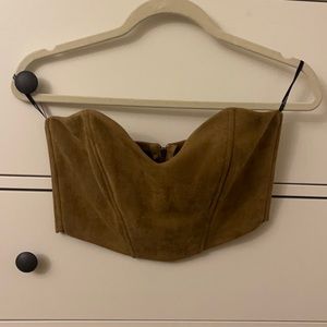 Sweetheart Faux Suede crop top